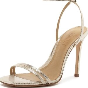 Schutz Silver Strappy High Heel Sandals